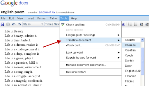 translate with google docs translate with google docs